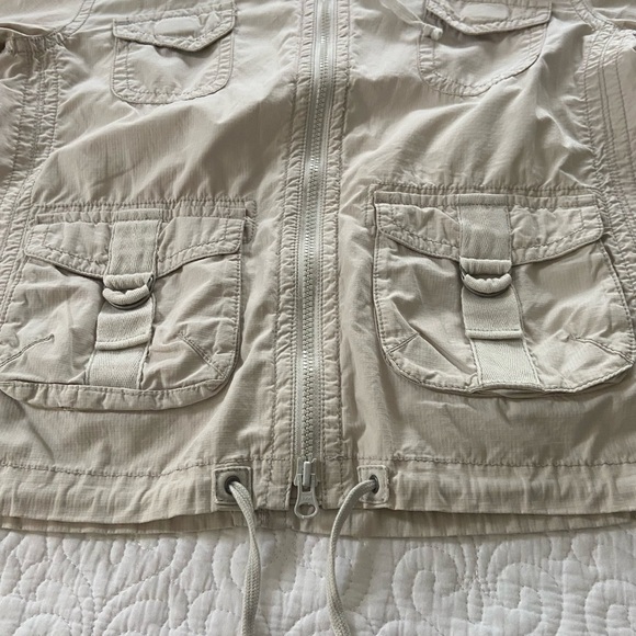 GAP Utility Jacket Light Tan Hood Long Sleeve With Buttons Pockets Size XS - Picture 8 of 12